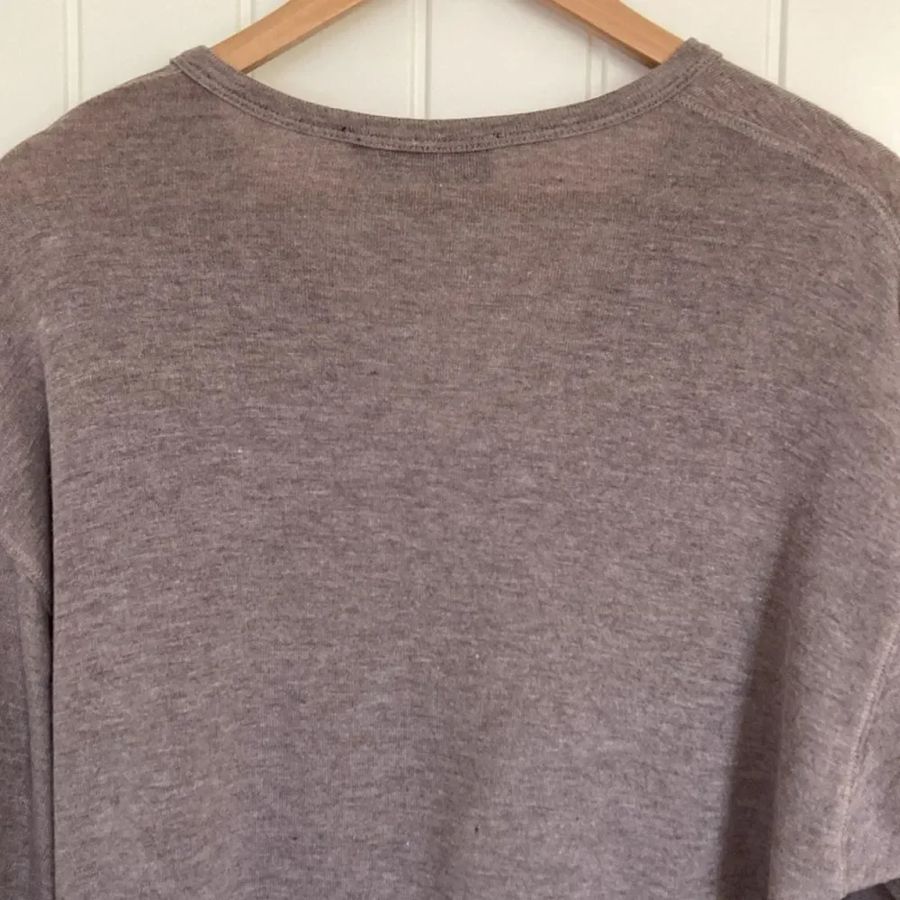 fab'rik Womens Pullover V Neck Long‎ Sleeve Taupe Shirt Size S Crop Boxy - Picture 10 of 10